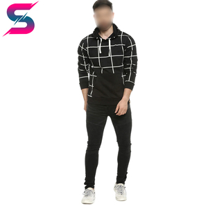 Sweat à capuche à manches régulières léger, style lignes noires et blanches, confortable, best-seller, excellente qualité, nouveau design - Product Image 2