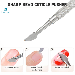 Empujador de Cutículas de Doble Cara de Precisión, Acero Inoxidable, Agarre Antideslizante, Limpiador de Uñas, Duradero, Resistente al Óxido, Profesional para Manicura - Product Image 4