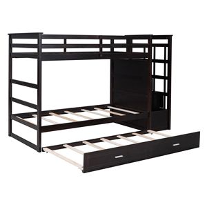 Letto a Castello Espresso Twin Over Twin con Letto Estraibile e Scala per Bambini-LT000068AAP - Product Image 6