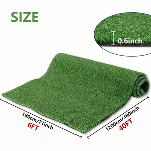 Tapis d'extérieur 6 pieds x 40 pieds, gazon artificiel avec trous de drainage, support en caoutchouc, gazon synthétique intérieur/extérieur adapté aux animaux domestiques pour le jardin - Product Image 4