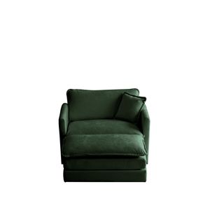 Poltrona Moderna in Ciniglia Verde con Poggiapiedi per Soggiorno, Club, Camera da Letto, Lettura - Poltrona Durevole in Ciniglia - Product Image 4