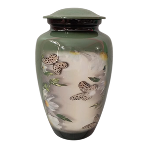 Urne funéraire artisanale en métal pour cendres humaines - Paysage de cerfs dans une forêt paisible - Urne commémorative pour adultes - Product Image 2