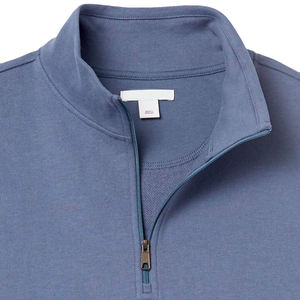 บริการ OEM เสื้อสเวตเชิ้ตผ้าคอตตอนผสม ซิป ¼  คุณภาพสูง สีฟ้าอ่อน คอตั้ง ทรงปกติ เสื้อสเวตเชิ้ตผู้ชาย - Product Image 6