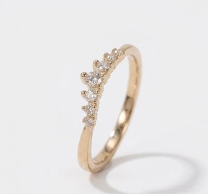 Anillo de Compromiso y Boda VBSR-99 E VS1 0.08CT para Mujer, Anillo de Boda Curvo de Oro Blanco de 14K con Diamante Cultivado en Laboratorio - Product Image 5