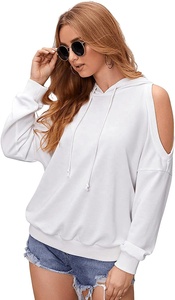 Nouvelle Haute Qualité Blanc Logo Personnalisé À Manches Longues À Capuche Femmes Coton Décontracté Sweats 100% polyester Femmes courtes - Product Image 3