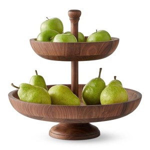 Bol à fruits rectangulaire minimaliste en bois de noyer artisanal - Design moderne, vente en gros - Product Image 2