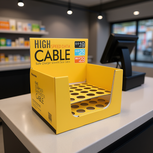 Exhibidor de mostrador corrugado personalizado de fábrica en Vietnam con impresión a todo color para punto de venta CDU, accesorios para gestión de cables - Product Image 3