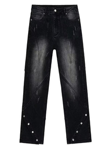 Custom Logo Men Fashion Denim Jeans Wash Style Straight Wide Leg Plus Size Men Baggy Jeans Pants - Product Image 5