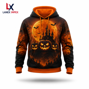 Nueva Sudadera con Capucha 3D con Estampado de Castillo de Calabazas de Halloween y Luna, Sudadera con Capucha de Poliéster Unisex Personalizada por Sublimación para Hombre y Mujer - Product Image 2