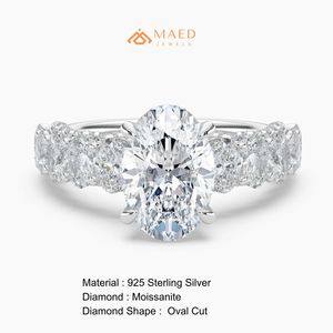แหวนหมั้นเพชรเม็ดรูปไข่ทรงโอวัล เงินแท้ 925 จาก Maed Jewels ประดับเพชรโมซานไนต์สังเคราะห์คุณภาพสูง ดีไซน์หรูหรา - Product Image 6