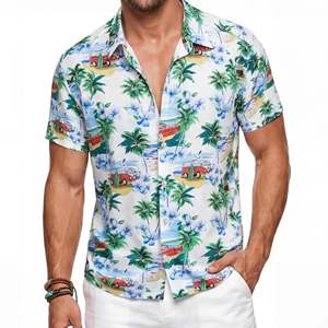 Camisa transpirable para hombre, manga corta, estampado tropical hawaiano, informal, con botones, para playa, verano, colorida, camiseta de verano para hombre - Product Image 5