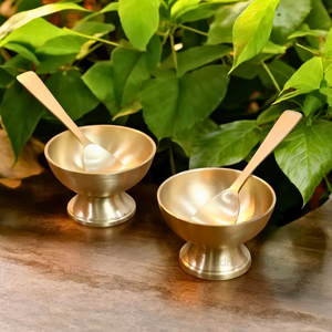 Elegant Polished Eco-Friendly Brass Ice Cream Bowl 4-Piece Set <b>Top</b> Selling Handicrafts Dinnerware Classic Design - Product Image 2