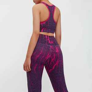 Custom Wholesale Solid <b>Colour</b> Sublimation Printed Womens Yoga <b>Set</b> Tummy Control Leggings And Fitness Bra - Product Image 2