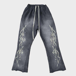 Custom Logo Fleece <b>Joggers</b> Sweatpants 100% Cotton 3D Puff Print French Terry Baggy <b>Stacked</b> Flare Sweat Pants Men - Product Image 6