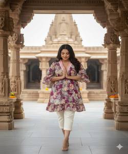 Haut en coton imprimé RICH LOOK, prêt-à-porter, séchage rapide, style ethnique pour femme, couleur bordeaux, en stock - Product Image 2