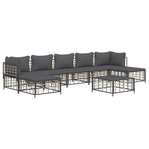 Ensemble de salon de jardin anthracite, structure métallique, meubles d'extérieur rembourrés, 6 places, design contemporain - Product Image 3