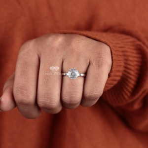 Bague de fiançailles solitaire de style portugais, diamant de taille antique cultivé en laboratoire certifié EGL, or blanc 14 carats, 2,00 ct, 8,00 mm, pour mariée - Product Image 2