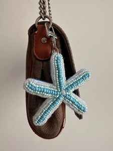 Star Keychain <b>Custom</b> Colour Keychains Beaded Embroidery Light Blue Woven Design <b>Key</b> Ring DIY Bag Accessory Gift - Product Image 2