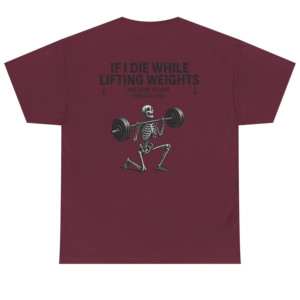 Camiseta Blanca de Manga Corta para Hombre con Estampado Gráfico de Esqueleto Levantando Pesas en la Espalda, Cuello Redondo, Corte Regular, Algodón Jersey, para Gimnasio - Product Image 2