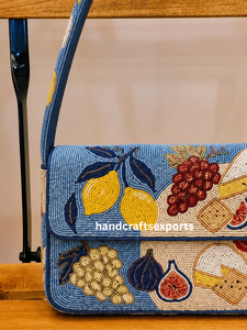 Sac à bandoulière personnalisé fait main de luxe, tendance, robuste et portable, orné de perles, pour fruits et fromages |   Sac à main tendance pour femmes - Product Image 5