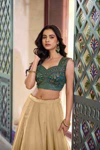 Designer Party Wear Stitched Lehenga With <b>Embroidery</b> Sequence Work Unstitched Blouse And Silk Dupatta Set - Product Image 3