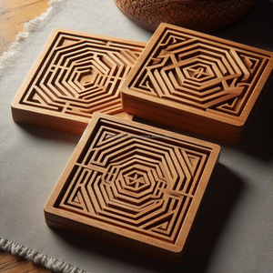 Premium Square Wooden Drink Coasters | <b>Plain</b> Wood Tea Cup Coasters | Eco-Friendly and Durable - Product Image 4