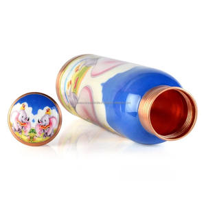 Botella de agua ecológica de cobre puro 100% con estampado de elefante, de 35 oz/1 litro, disponible en varios diseños y tamaños. - Product Image 2