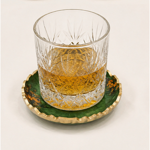 <b>Green</b> Resin <b>Coasters</b> Set of 4 Handmade Gold Foil Agate Drink <b>Coasters</b> Wholesale Eco-Friendly Scalloped Epoxy <b>Coaster</b> for Home - Product Image 5