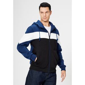 Sudadera con capucha y cremallera personalizada barata para hombre, chaqueta con capucha y cremallera de bloque de color, sudaderas deportivas informales ajustadas, sudaderas en blanco - Product Image 3