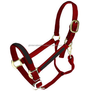 Halter de cheval en nylon coloré de finition de qualité supérieure de luxe fabriqué sur mesure avec nylon contrasté cousu sur muserolle et joue - Product Image 2