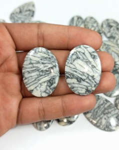 Cabujón de Jaspe Pinolita Natural, Piedra Preciosa de Cristal Suelta para Diseño, Collar con Colgante, Suministro para Fabricación de Joyería Curativa, Blanco y Negro - Product Image 3