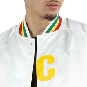 Men's High Quality Satin Varsity <b>Jacket</b> Stand Collar Casual Winter Zipper Closure Top Selling Fully Knitted Pattern Front - Product Image 5