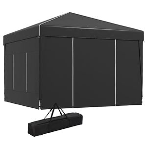 Gazebo Pop-up 3x3m con 2 Finestre in Rete, Tetto Riflettente, Riparo Istantaneo, Altezza Regolabile, Nero - Product Image 1