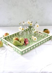 Blue <b>White</b> Striped Resin Craft Inlay Tray Handmade <b>Vanity</b> Organizer Decorative Display Tray for Kitchen Home and Gifting - Product Image 6