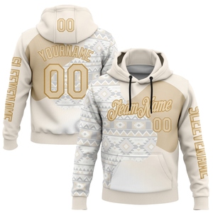 Sweat-shirt à capuche sportif ethnique tribal, nouveau design personnalisé blanc-ancien or, motif 3D, vente en gros directe pour l'industrie - Product Image 1
