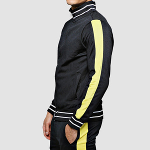 Conjunto Deportivo para Hombre, Color Negro, Manga Larga, Cuello Alto, Sudadera y Pantalones a Rayas de Poliéster, Corte Regular, Ropa Deportiva Transpirable para Otoño - Product Image 3