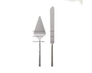 Lujoso postre de fiesta de lujo de acero inoxidable y resina cuchillo de boda y juego Servidor de pasteles para oficina y hogar de SCI - Product Image 1