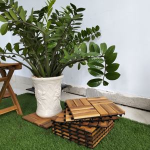 Baldosas de Madera de Acacia Modernas, Resistentes al Agua, con Acabado Cepillado, 300x300mm, con Veteado de Madera, para Uso en Exteriores, Jardín, Terraza, Patio Trasero - Product Image 1