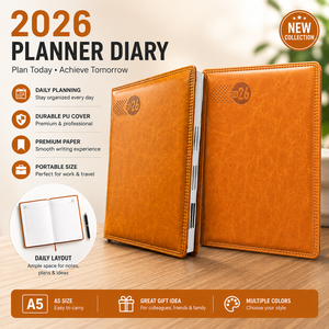 Agenda en cuir PU de qualité supérieure B5, carnet de planification quotidienne, calendrier de poche portable, logo personnalisé pour le bureau, l'école, les voyages - Product Image 1