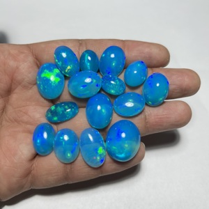 Premium Hasnain Gems Ethiopian Natural Opal Pryba Color Blue Oval Cut Cabochon Multi Fire Flash Loose Gemstone October - Product Image 3