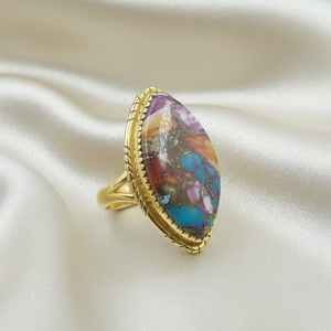 Natural Pink Dahlia Oyster Copper Turquoise Gemstone <b>925</b> <b>Silver</b> <b>Ring</b> Handmade Statement Jewelry Rose Gold Yellow Gold Plated Her - Product Image 1