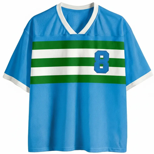 Camisetas de fútbol personalizadas 100% malla, hechas a medida, para entrenamiento y práctica, con diseño de rayas grandes, camisetas de fútbol de malla. - Product Image 4