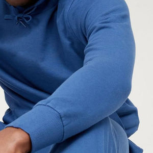Ensemble sweat à capuche et pantalon de jogging en molleton bleu pour homme, coupe décontractée, tenue d'automne, couleur unie, survêtement tricoté - Product Image 4