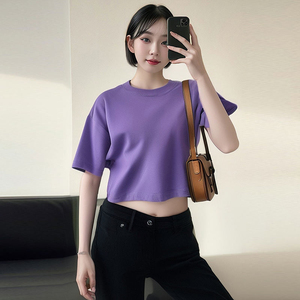 Camiseta Corta de Alta Calidad para Mujer, Diseño Estampado, Algodón, Manga Corta, Linda Camiseta Corta para Mujer - Product Image 3