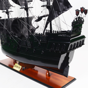 T381 - Maqueta de Barco de Perlas Negras de Madera Hecha a Mano, Gran Velero Pirata Vietnamita, Decoración para el Hogar, 140Lx38.5Wx127H cm - Product Image 5