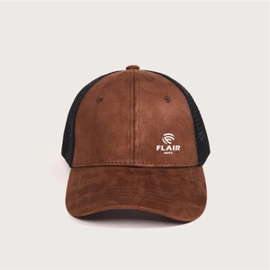 Casquette de camionneur vintage personnalisée en daim marron |   Casquette de baseball à dos en maille |   Casquette de sport réglable à fermeture snapback - Product Image 5