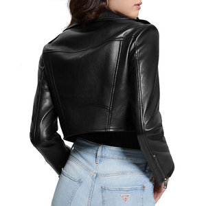 Chaqueta Corta de Cuero para Mujer, Informal, con Logotipo Personalizado, Cuello Alto, Invierno, la Mejor Calidad, Venta Directa de Fábrica - Product Image 3