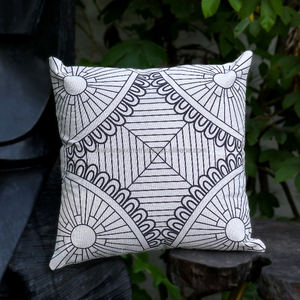 Bleu paradis impression numérique polycoton housse de coussin indien à la main décoratif canapé oreiller pour Resort & Beach House - Product Image 3