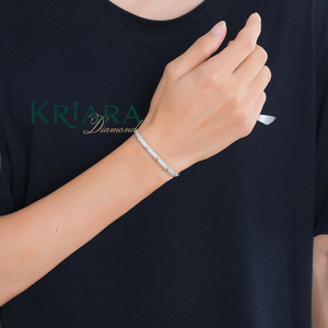 925 <b>Silver</b> Moissanite Tennis <b>Bracelet</b> 18K Gold Plated Round Brilliant Cut Men's Luxury <b>Bangle</b> Geometric Design - Product Image 2