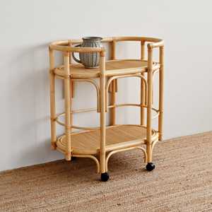 Carrito de comida de ratán con ruedas, elegantes carros de bebidas, carros de servicio tejidos, carrito de bar de alta calidad - Product Image 5